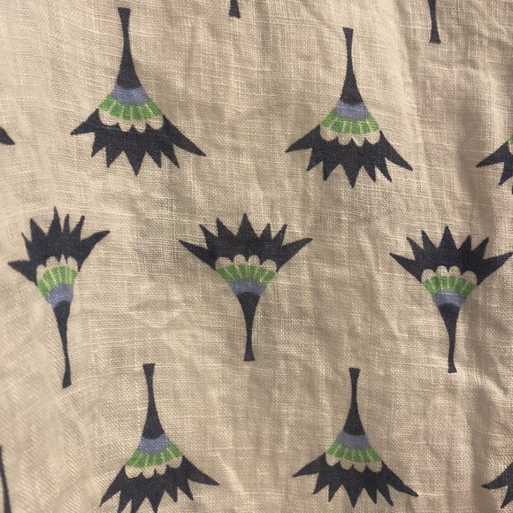 HIHO Tortola BVI linen button front shirt blue Palm tan design size M - Picture 3 of 4